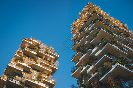 意大利米兰新建筑有树木的新建筑城市景观正面欧洲的图片