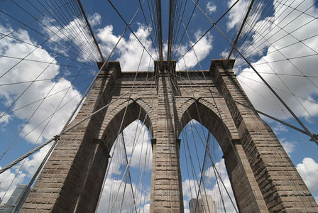 著名的金属场景布鲁克林桥建筑纽约州市图片