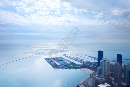 股票办公室人们美国伊利诺州芝加哥密歇根湖空中观察图片
