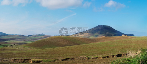 安静的意大利西里岛的乡村景观早上意大利西里岛的乡村景观农业山图片