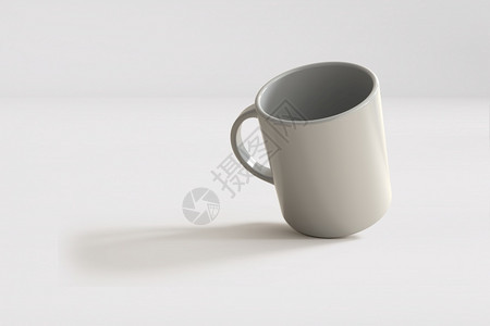 马克杯使成为3d白杯在色背景上隔离的白色杯子适合你的设计元素家图片