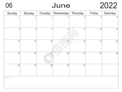 20年6月日历程表在纸张背景上带有空白注释的待办事项列表月计划者的空单元格月度组织者日历年周开始信格式计划者月的空单元格年月度组背景图片