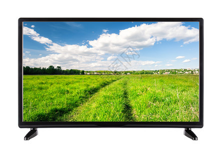白色平面高定界电视机与屏幕上一条乡村路隔绝的白色平面高定界电视机与屏幕上一条乡村路隔绝颜色太阳液晶图片