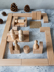娃认知的正方形利用以可持续木材制造的生态块建制建筑用于儿童心理发育和教蒙特索里玩具图片