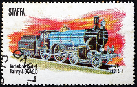STAFFACIRCA1973年在苏格兰斯塔法印刷的章显示荷兰中央铁路46019circa1973火车邮戳爱好图片