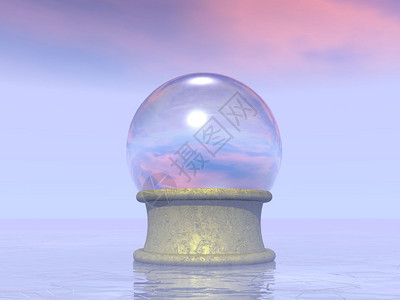 解决方案力量蓝色的日落前给算命员的魔晶球3D使算命员的魔晶球产生图片
