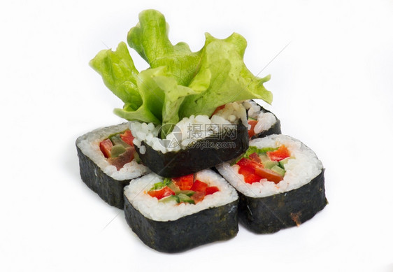 开胃菜各种寿司和生鱼片亚洲人加利福尼图片