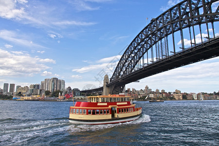 夏天建筑学悉尼港湾渡口哈博尔渡口在象形悉尼大桥下访客图片