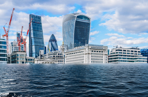 效果塔英国伦敦市被淹的数字操纵全球变暖气候化概念英国伦敦市被淹的数字操纵全球变暖气候化概念城市景观图片