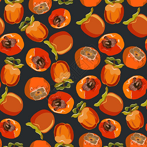 柿子饮食新鲜的沙龙水果无穷尽模式矢量插图设计墙纸布料纺织品包装全天无缝模式以斜背为景的圆木板织物包装无缝模式图片