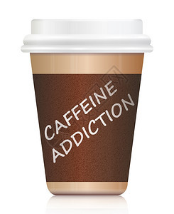 杯子卡布奇诺塑料用CAFFFEINE的文字描述一杯咖啡将卡通拿出来上面写着CAFFEINE图片