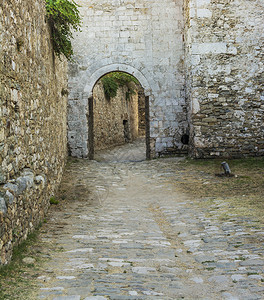 塔墙壁Methoni威尼斯堡垒的入口在伯罗奔尼撒半岛Messenia希腊Methoni城堡是由威尼斯人在1209年之后建造的威尼图片