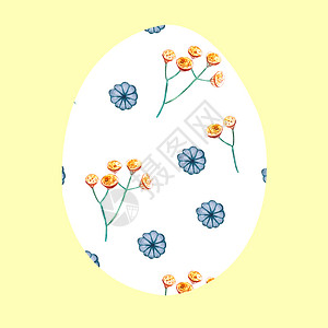黄色的白复活节鸡蛋黄色背景花朵装饰式的东面彩蛋野花芽和丹丝分枝形状是黄蛋白复活节鸡野花模式白色的分支机构传统图片