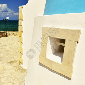 海欧洲的建造希腊克里特岛日落时美丽的希腊小礼拜堂图片