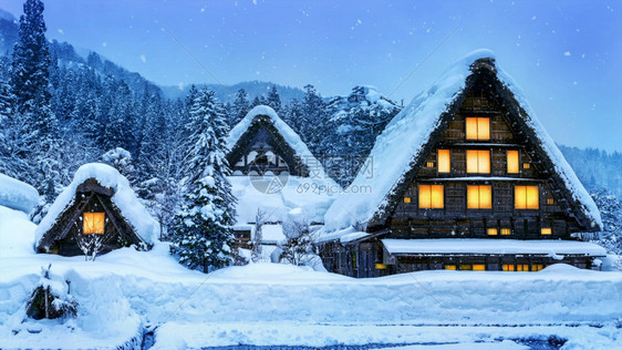 日本人冬季白川果村日本教科文组织世界遗产址日本网站自然图片