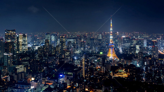 建造日本东京夜市风景都会地标图片