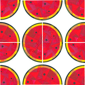 具有几何纹理的平面彩色西瓜图片