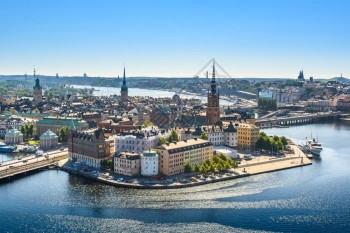 瑞典斯德哥尔摩旧城或GamlaStan的风景观天际线住宅风景优美图片
