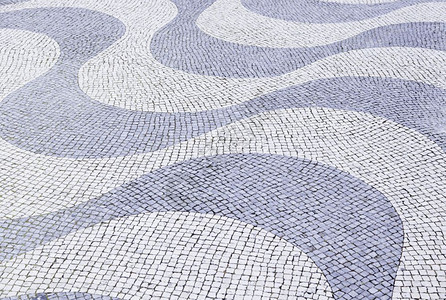 白色的地面曲线典型石板楼层里斯本带有形状和图画的典型地板细节葡萄牙艺术旅游图片