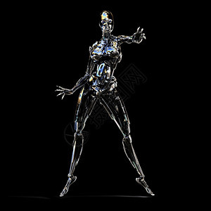 半机械人身体3D说明一名女Cyborg图片