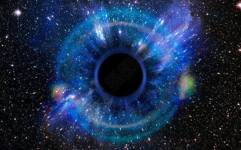 黑暗的场地恒星正在一个深黑洞中倒塌被巨大的引力场所吸黑洞看起来像一只眼睛或者天空中的虹膜由美国航天局提供的图像元素时间图片
