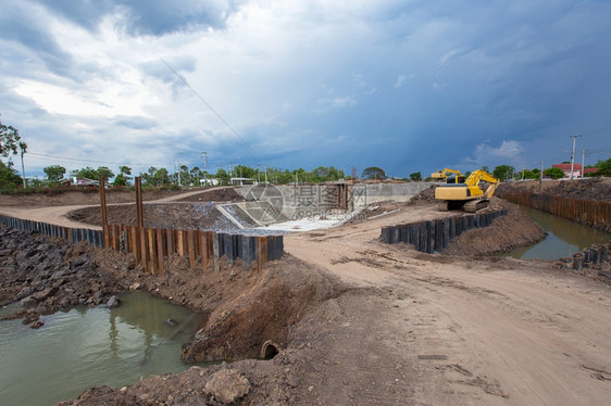 泵这是在泰国建造一个大型洪闸的工程流动燃料图片
