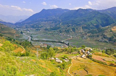 越南TaVan村稻田梯的景观少数民族山乡村的图片