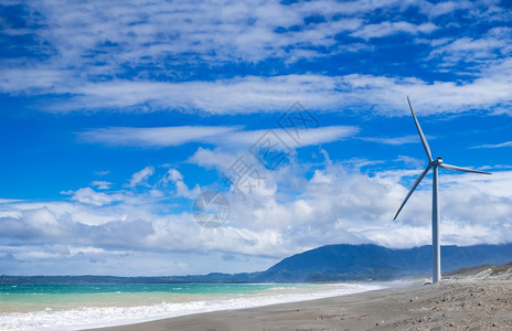 资源景观自然海洋岸线上的风力涡轮发电机剪影菲律宾替代可再生能源产图片
