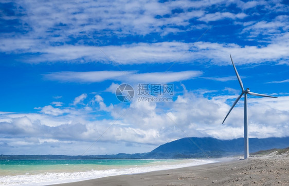 资源景观自然海洋岸线上的风力涡轮发电机剪影菲律宾替代可再生能源产图片