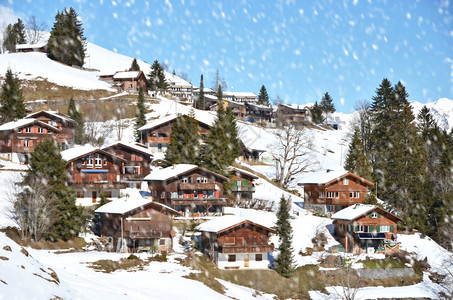 冬季雪景木屋风光图片