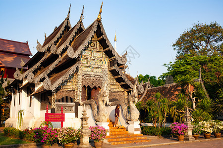 旅行蓝色的艺术watChediLuangVaravihara清迈泰国图片