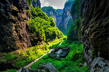 ChongqingWulong古老旅馆自然桥结石公园地质学图片