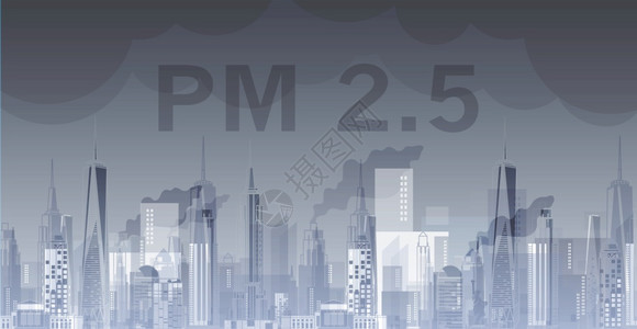 向量PM25城市背景建筑中的PM25配有现代图画供网络杂志或海报矢量设计使用工业的空气图片
