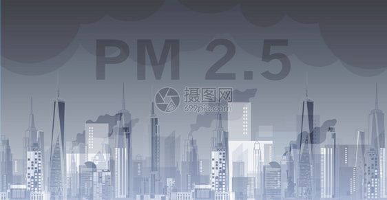 向量PM25城市背景建筑中的PM25配有现代图画供网络杂志或海报矢量设计使用工业的空气图片