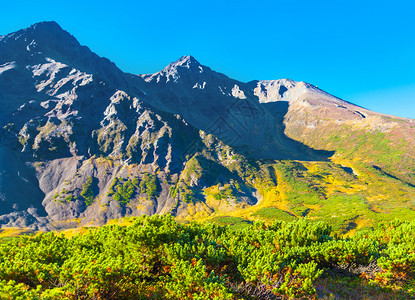 秋天在堪察卡岛的瓦奇热兹火山坑谷喷发洞图片