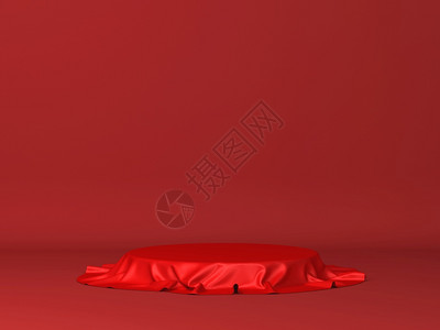 注意力盒子用一块布覆盖的圆柱体最小场景3d插图展示您的产品织物图片