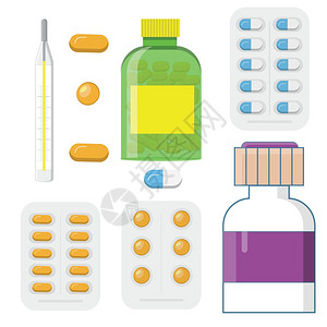 58皮卡行业装有标签和药片品胶囊维他命塞效素温度计平式病媒说明的一套药瓶片剂图片