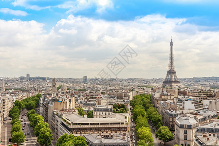 地标全景在巴黎市香榭丽舍大道法国的看城市图片