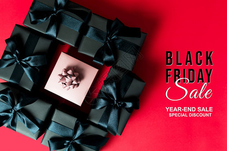 经济网络世界黑色星期五销售网上购物黑礼品盒图片