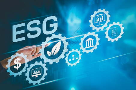 接触商业手摸虚拟屏幕商业图标ESG环境社会与治理组织以及公司人事发展ESG环境社会与治理组织区智力背景图片