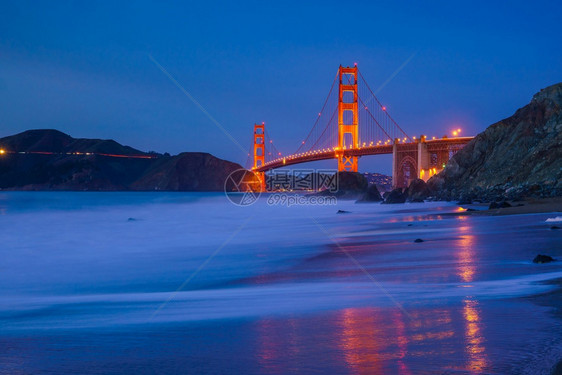 纪念碑金门大桥加利福尼亚州旧金山门大桥日落游客吸引力图片