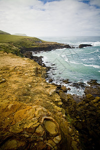 风景优美宁静新西兰大陆最南点的海岸悬崖坡点SlopePoint海滨图片