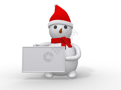 带圣诞老人帽子的雪礼物象征寒冷的图片