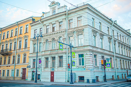 俄罗斯圣彼得堡市古老的街道和房屋圣彼得堡市古老的街道和与内瓦河接壤的圣彼得堡市路运河欧洲图片