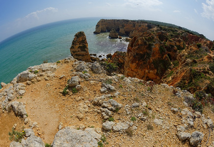 海洋阿尔加维支撑葡萄牙PraiadaMarinha海滨风景图片
