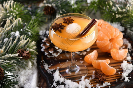 强的内格罗尼鸡尾酒Bourbon与肉桂加通心果汁和恒星Anise为寒冬之夜最舒适的鸡尾酒新鲜普通话图片