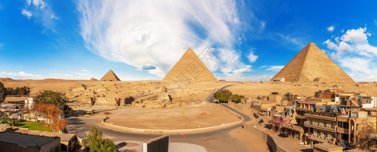 利比亚目的地吉萨全景与埃及金字塔附近的大狮身人面像吉萨全景与埃及金字塔附近的大狮身人面像图片