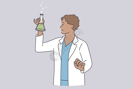 冰人物年轻的科学教育研究与化概念年轻积极的科学家化在工作制服卡通