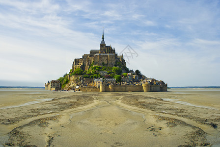 迈克尔诺曼底的圣米歇尔山这是教科文组织在法国诺曼底Normandy的普世界遗产所在地法国诺曼底的英石镇图片