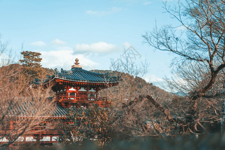 地点日本京都Uji市著名的佛教寺庙比约多安的凤凰宫大厦亚洲城市图片